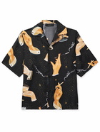 AMIRI - Camp-Collar Printed Satin-Silk Shirt - Black