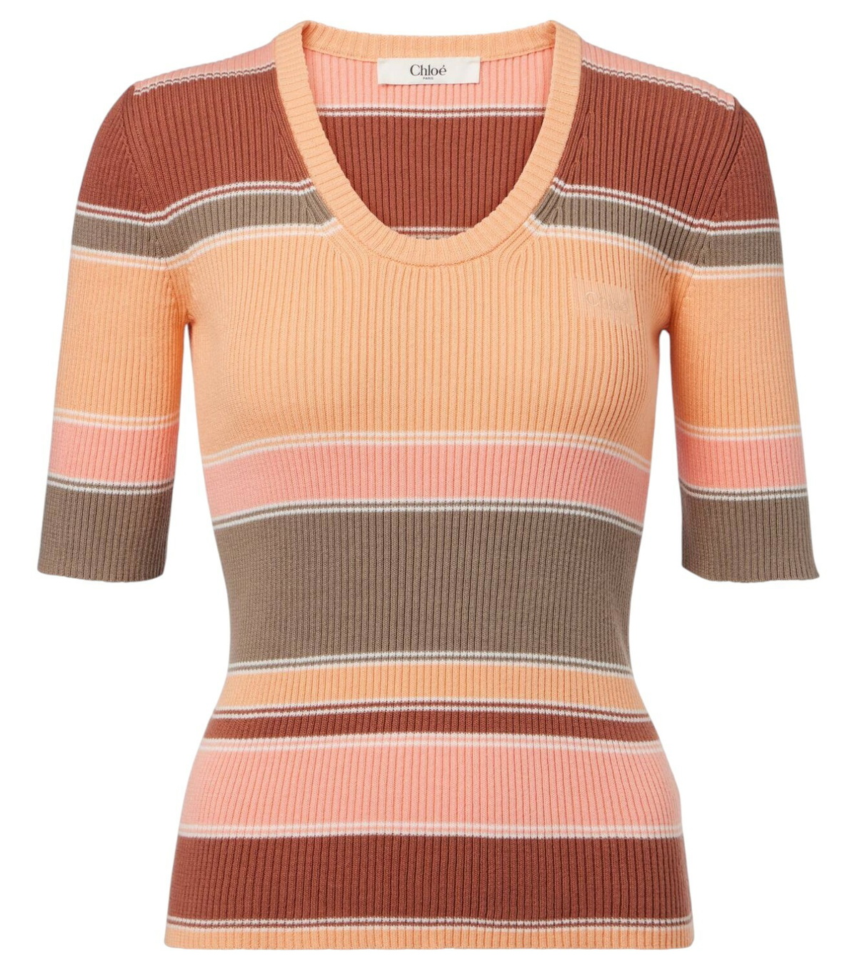 Chloé Striped ribbed-knit cotton top Chloe