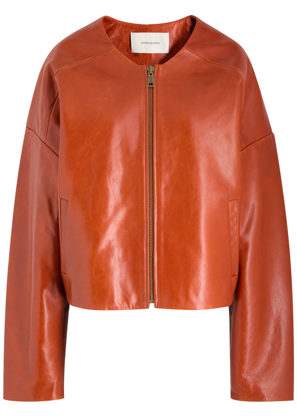 Photo: Entire Studios Arced Quilted Leather Jacket Copper