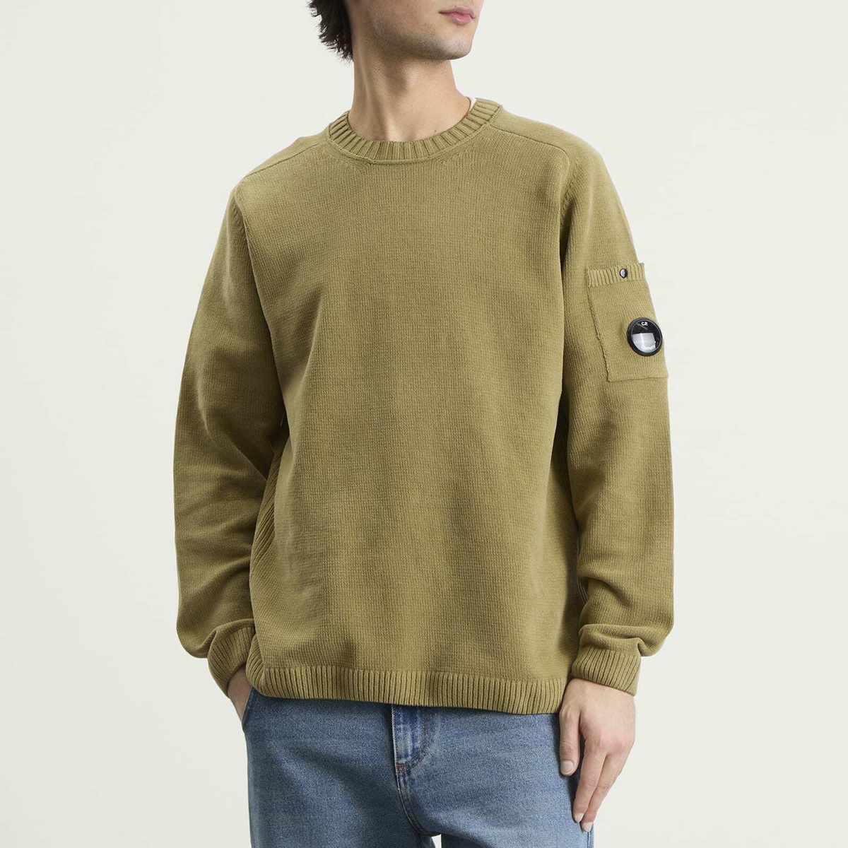 C.P. COMPANY ニット C.P. Company Men's Cotton Chenille Crewneck Lens Sweater in Dried