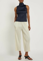Pleats Please Issey Miyake Pleated Woven top Navy