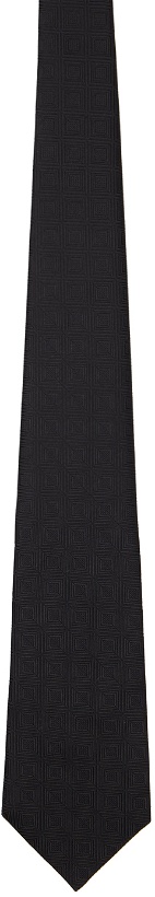 Photo: Comme des Garçons Homme Deux Black Silk Square Pattern Tie