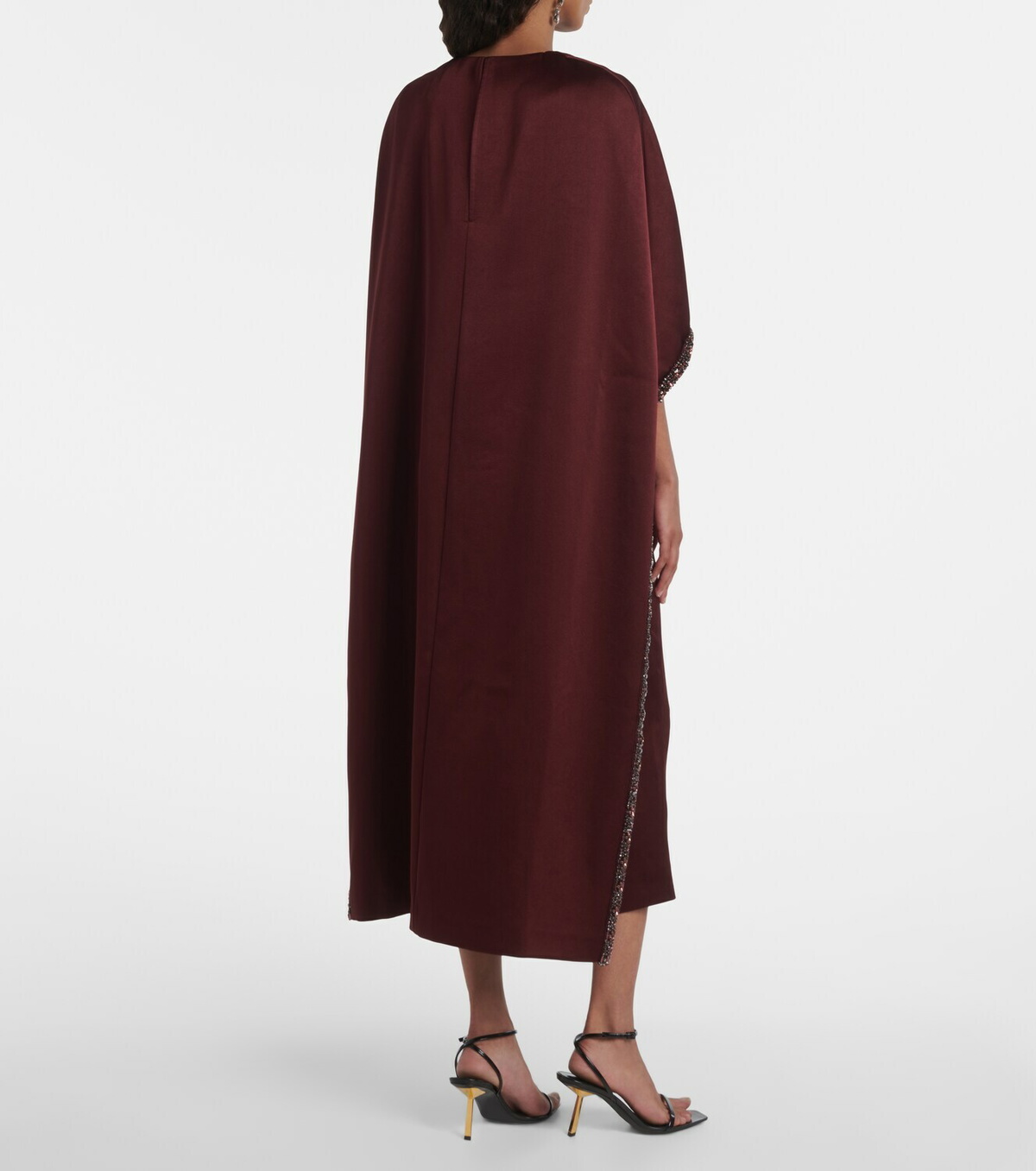 Roland Mouret Embellished caped satin crêpe midi dress