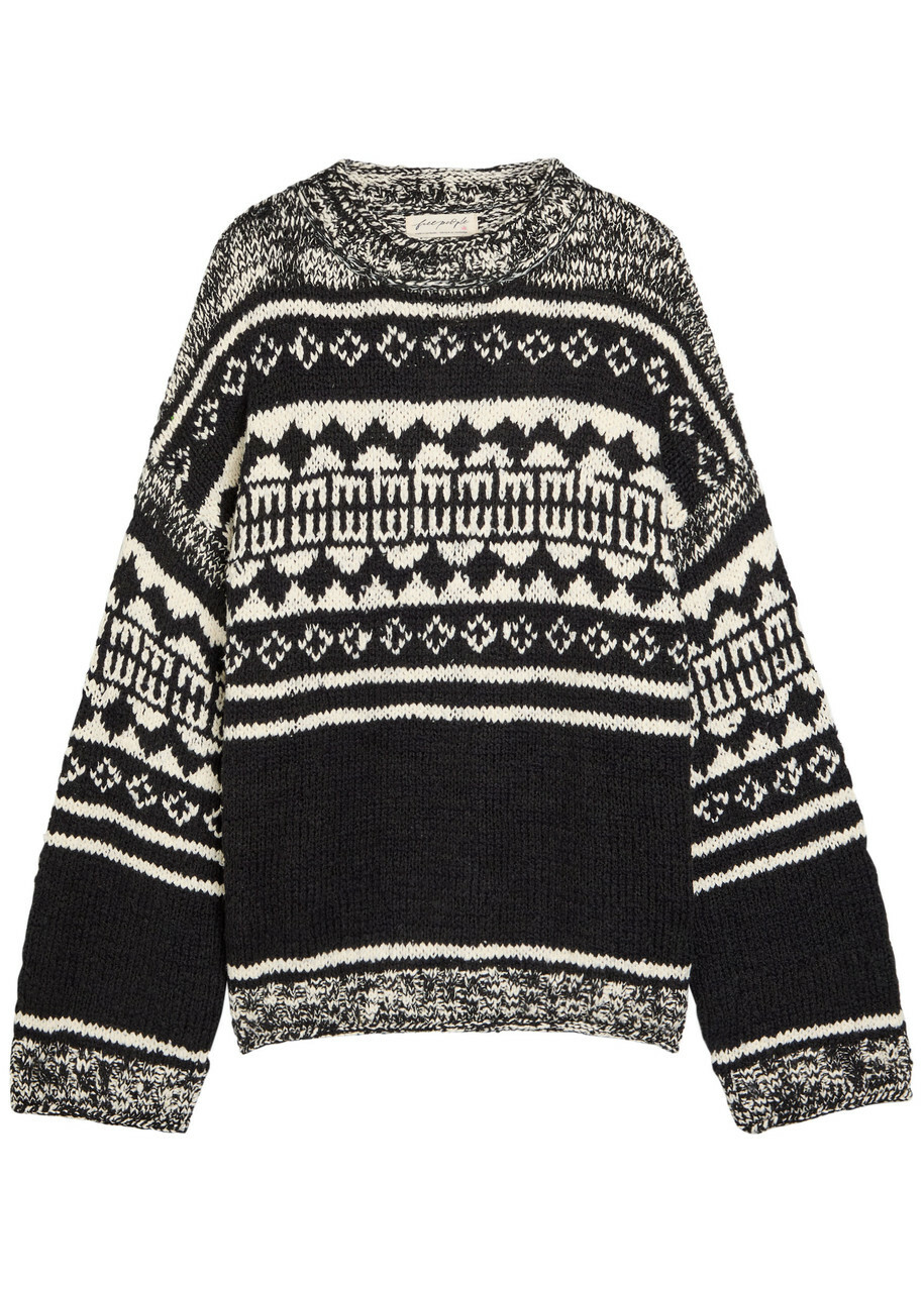 Free People Dani Patterned Cotton-blend Jumper Black