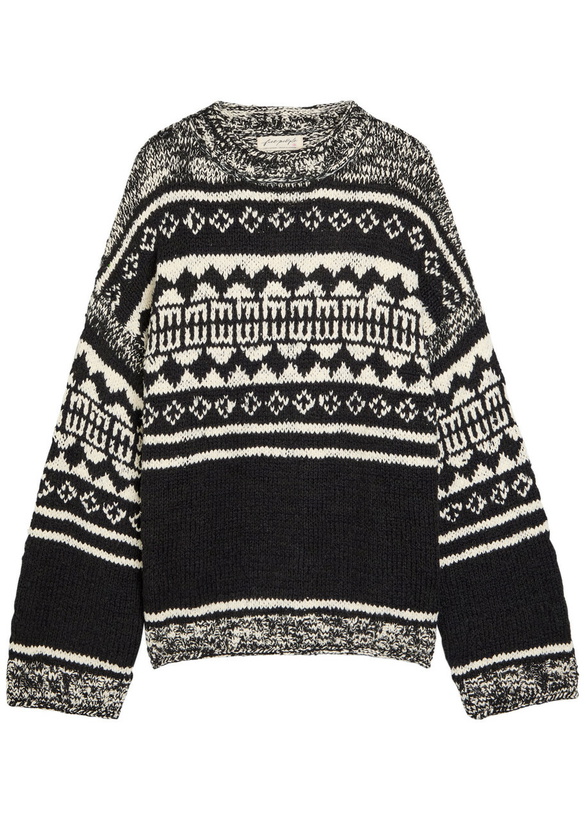 Photo: Free People Dani Patterned Cotton-blend Jumper Black