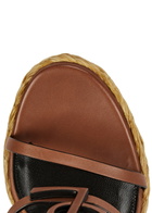 Saint Laurent Cassandra 100 Leather Wedge Espadrilles Tan