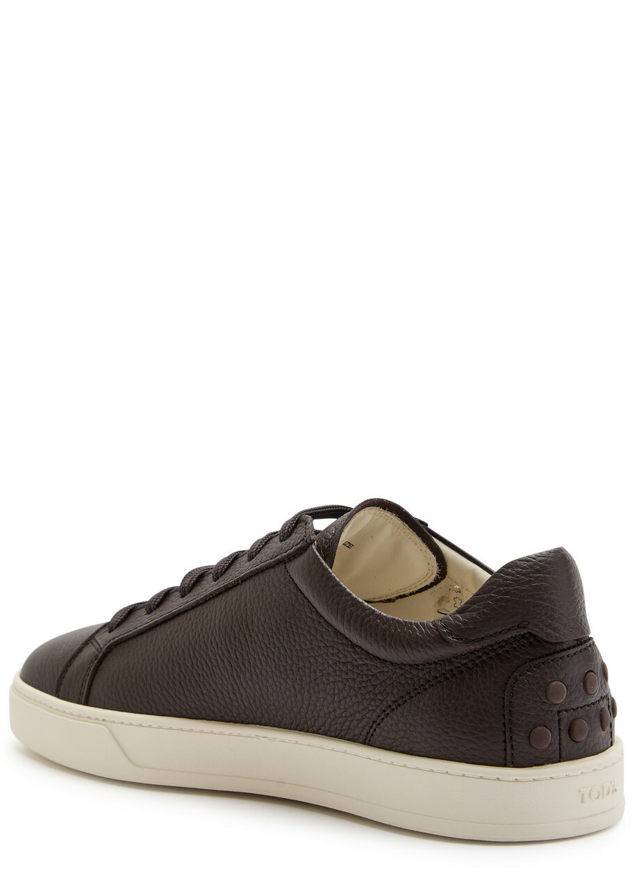 Tods Pebbled Leather Sneakers Brown