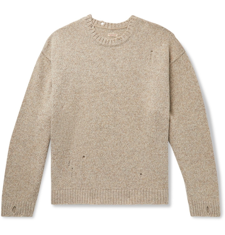 Photo: KAPITAL - Oversized Distressed Mélange Intarsia Wool Sweater - Neutrals