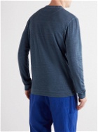 120% - Linen-Jersey Henley T-Shirt - Blue