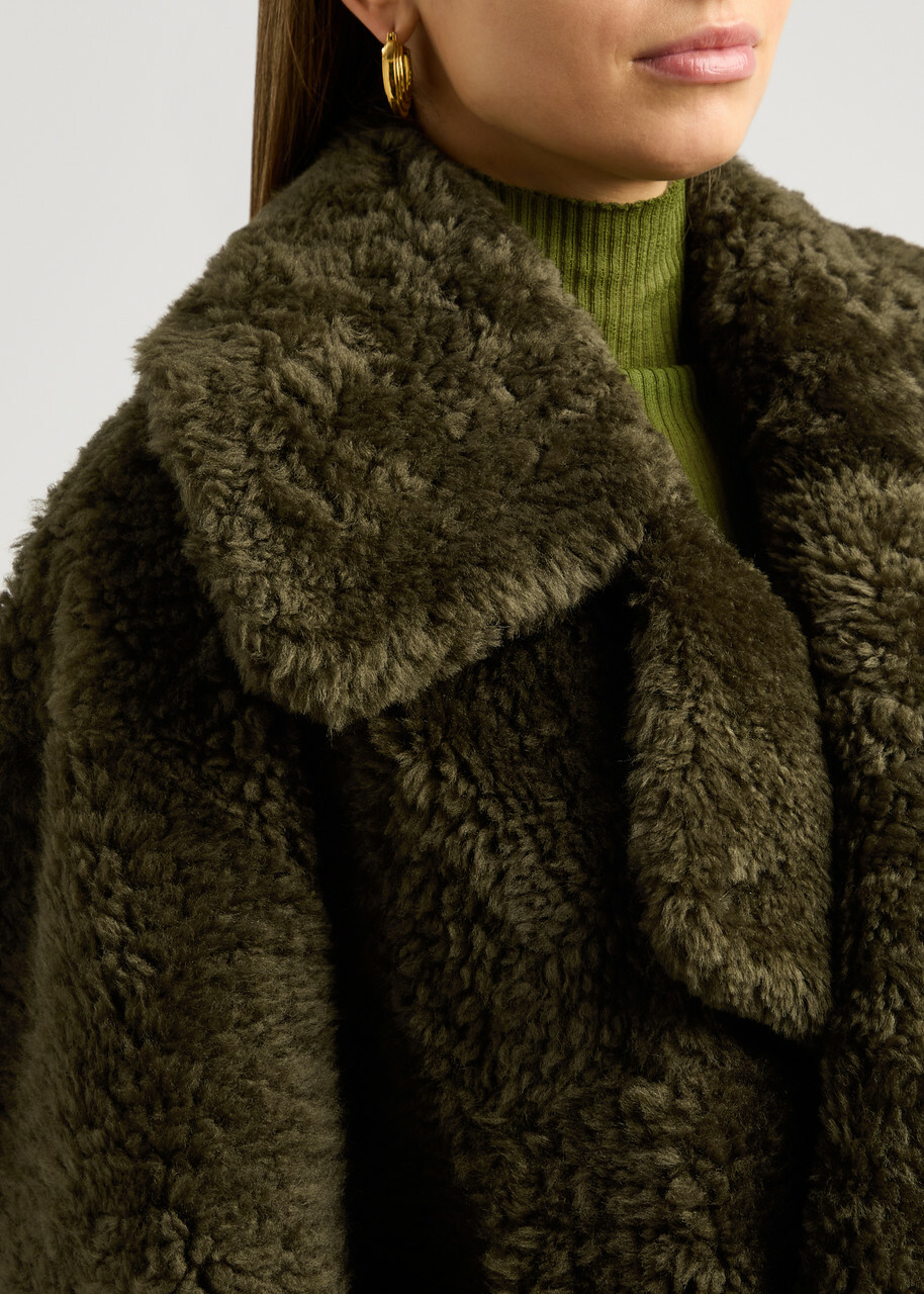 Petar Petrov Wild Is The Wind Shearling Coat Green Dark