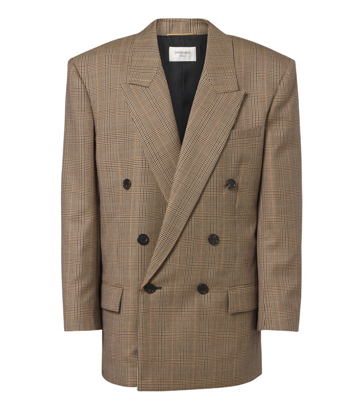 Photo: Saint Laurent Double-breasted Prince of Wales wool blazer