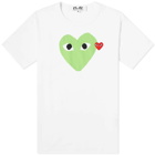 Comme des Garçons Play Men's Red Heart Colour Heart T-Shirt in White/Green