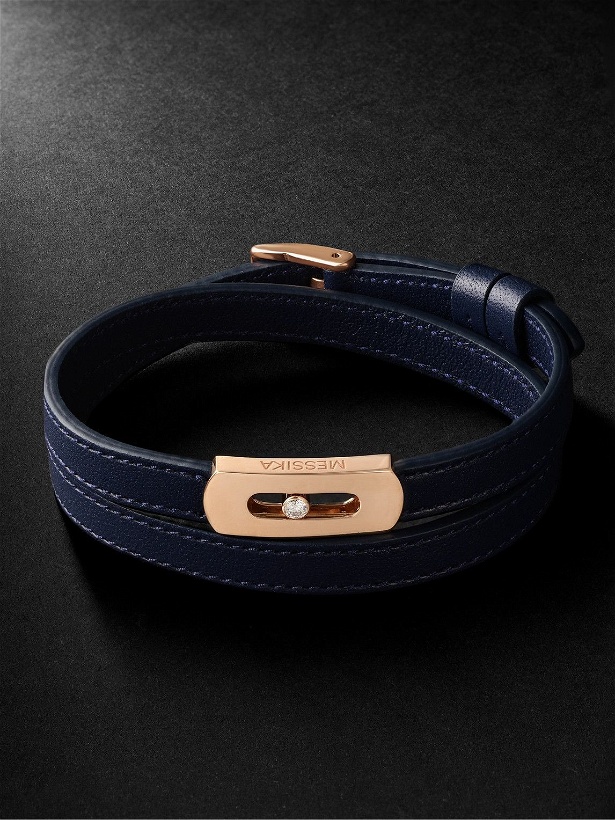 Photo: Messika - My Move Rose Gold, Diamond and Leather Bracelet - Blue