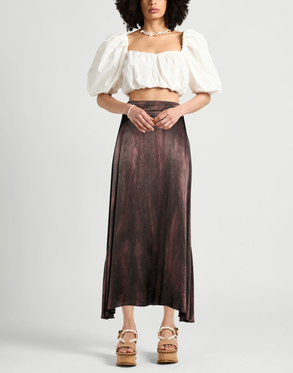 Manila Grace Womens Maxi skirt Burgundy