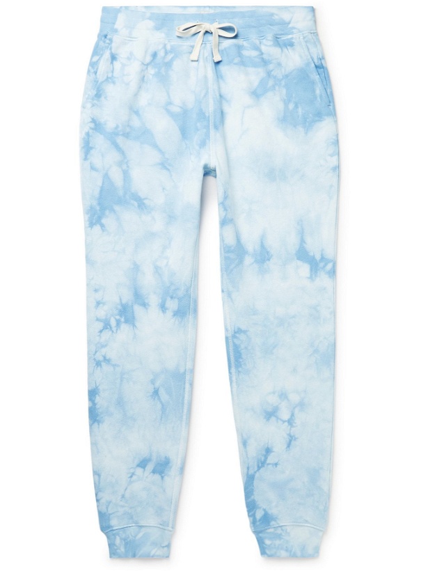 Photo: FAHERTY - Slim-Fit Tapered Tie-Dyed Loopback Cotton-Jersey Sweatpants - Blue