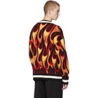 Palm Angels Multicolor Wool Flames Cardigan