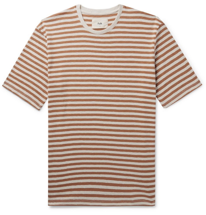 Photo: Folk - Striped Cotton-Jersey T-Shirt - Men - Brown