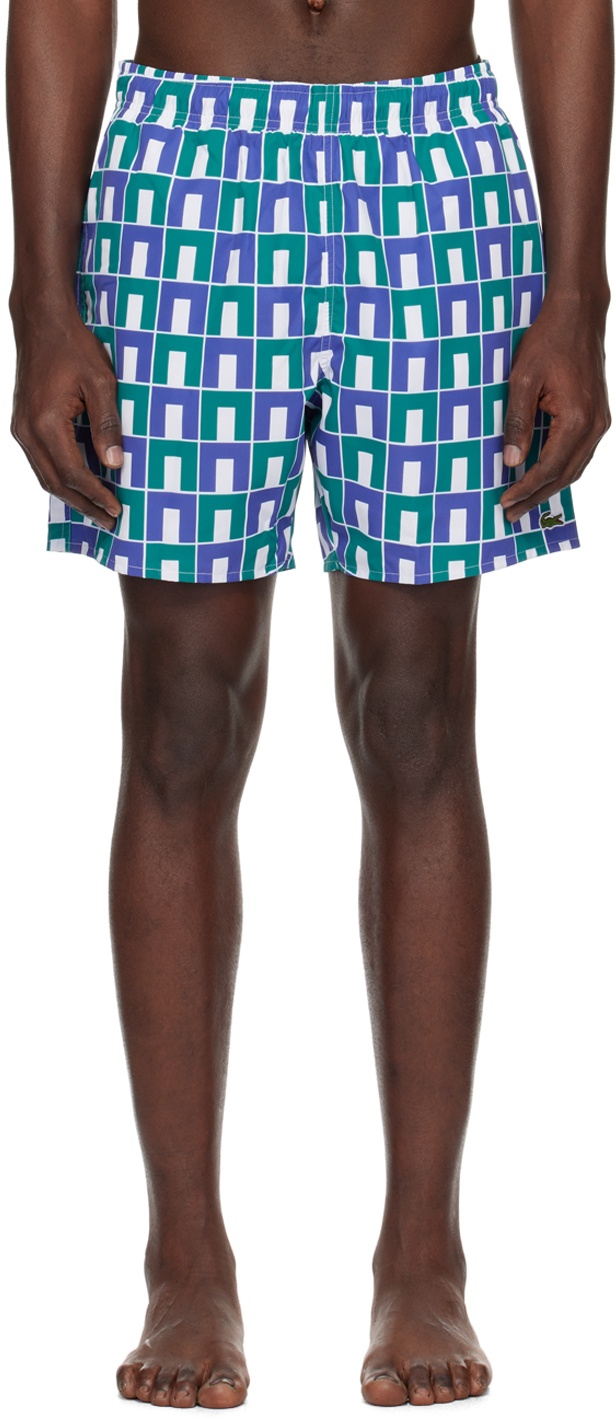 Photo: Lacoste Blue & Green Printed Swim Shorts