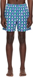 Lacoste Blue & Green Printed Swim Shorts