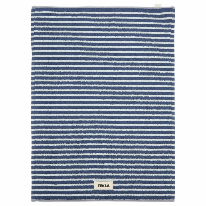 Photo: Tekla Fabrics Organic Terry Bath Mat in River Stripes 