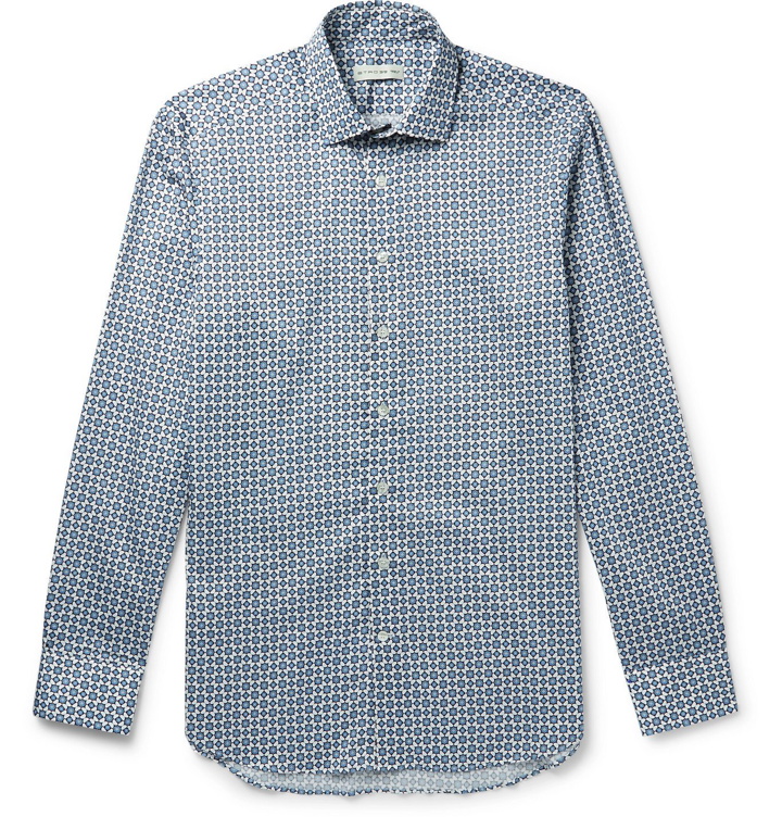 Photo: Etro - Cutaway-Collar Printed Cotton Shirt - Blue