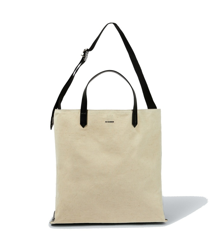 Photo: Jil Sander - Logo cotton and linen tote bag