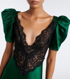 Rodarte Lace-trimmed silk satin gown