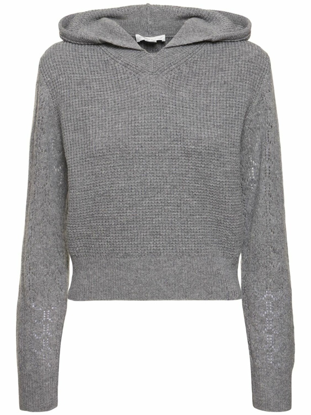 Photo: VICTORIA BECKHAM Hooded Pointelle Knit Wool Sweater