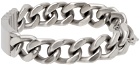 Hugo Silver Chain Cuff Logo Bracelet