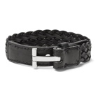 TOM FORD - Woven Leather and Silver-Tone Bracelet - Men - Black