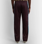 Needles - Striped Grosgrain-Trimmed Tech-Jersey Track Pants - Burgundy