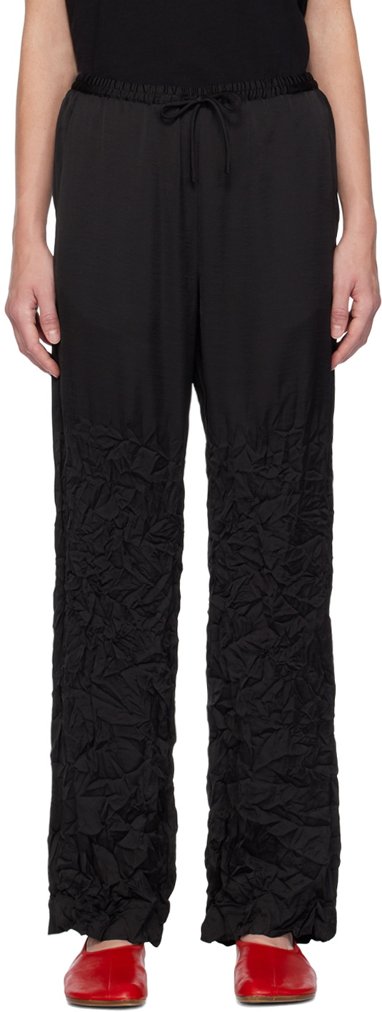 MM6 Maison Margiela Black Crinkled Trousers