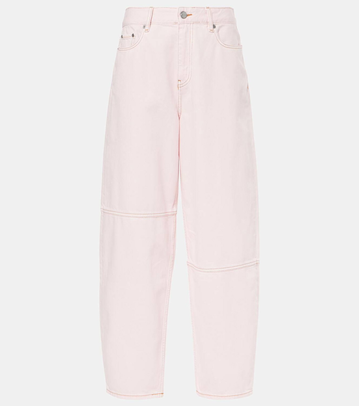 ganni デニム　パンツ　バギーパンツ　ピンク　acne studios Ganni Mid-rise barrel-leg jeans GANNI