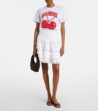 Ganni Broderie anglaise tiered cotton miniskirt