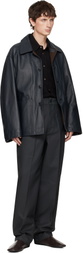 LEMAIRE Black Workwear Leather Jacket