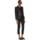 Pierre Balmain Black Leather Double-Breasted Blazer
