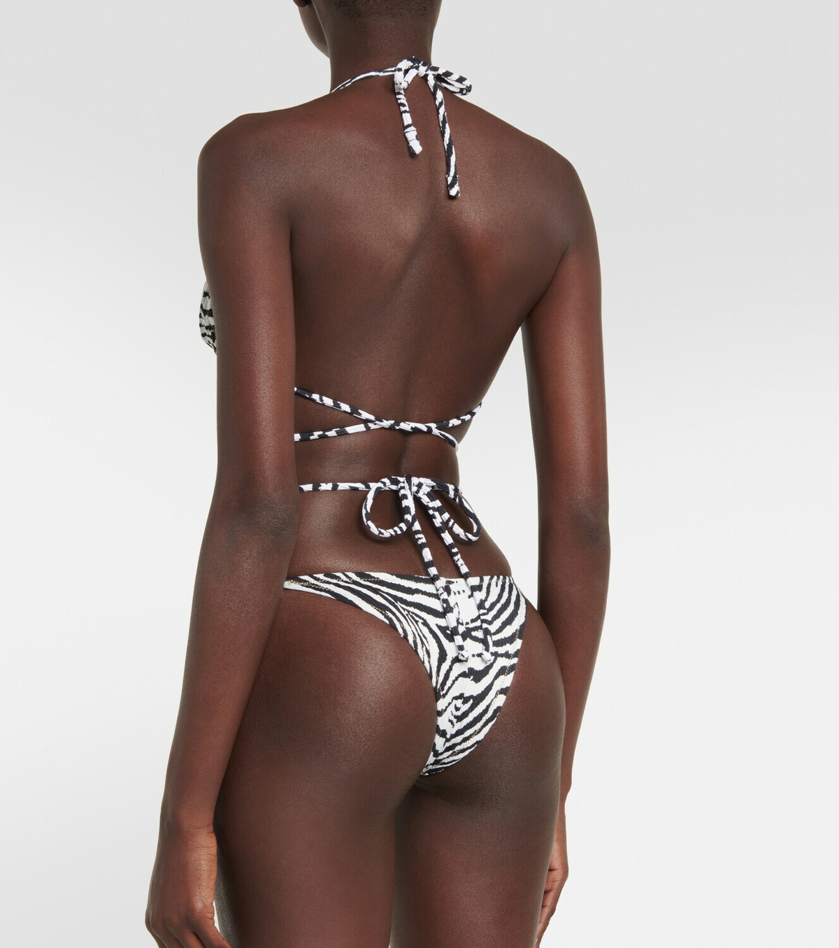 Reina Olga Miami zebra-print seersucker bikini top