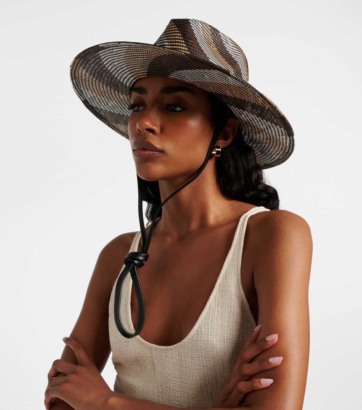 Ruslan Baginskiy Striped straw fedora