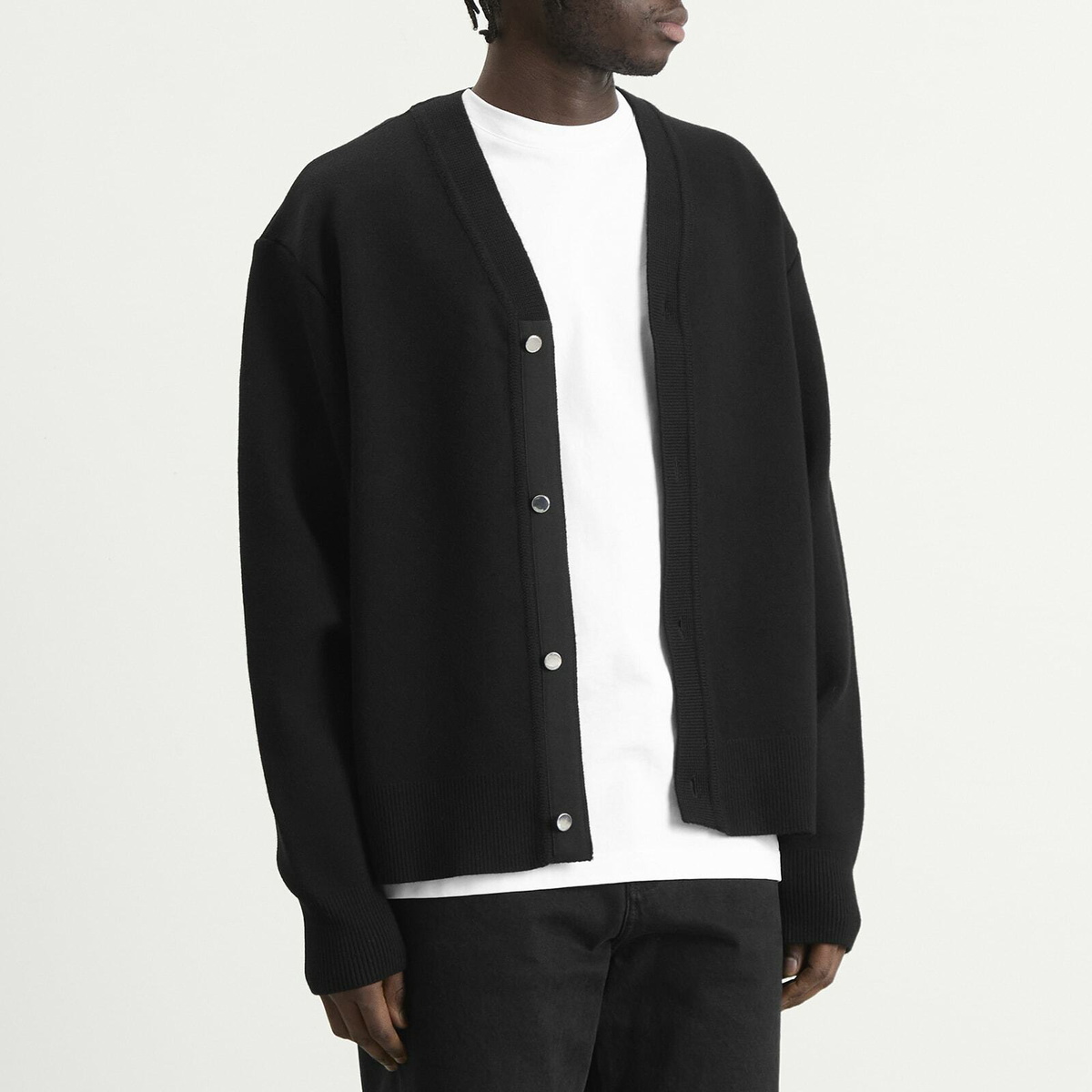 Jacquemus Men's Merino Wool Cardigan in Black