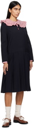 Comme des Garçons Girl Navy Tropical Wool Sailor Midi Dress