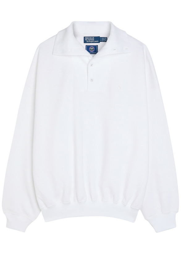 Photo: Polo Ralph Lauren Embroidered Cotton-blend Polo Sweatshirt White
