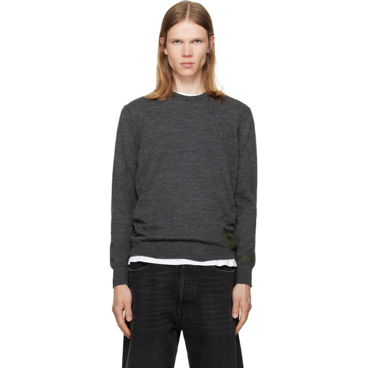 Photo: Maison Margiela Gray Wool-Blend Patch Sweater