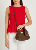 Ganni Hobo Mini Logo Suede top Handle bag - Brown - One Size