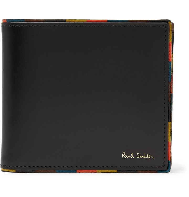 Photo: Paul Smith - Stripe-Trimmed Leather Billfold Wallet - Men - Black