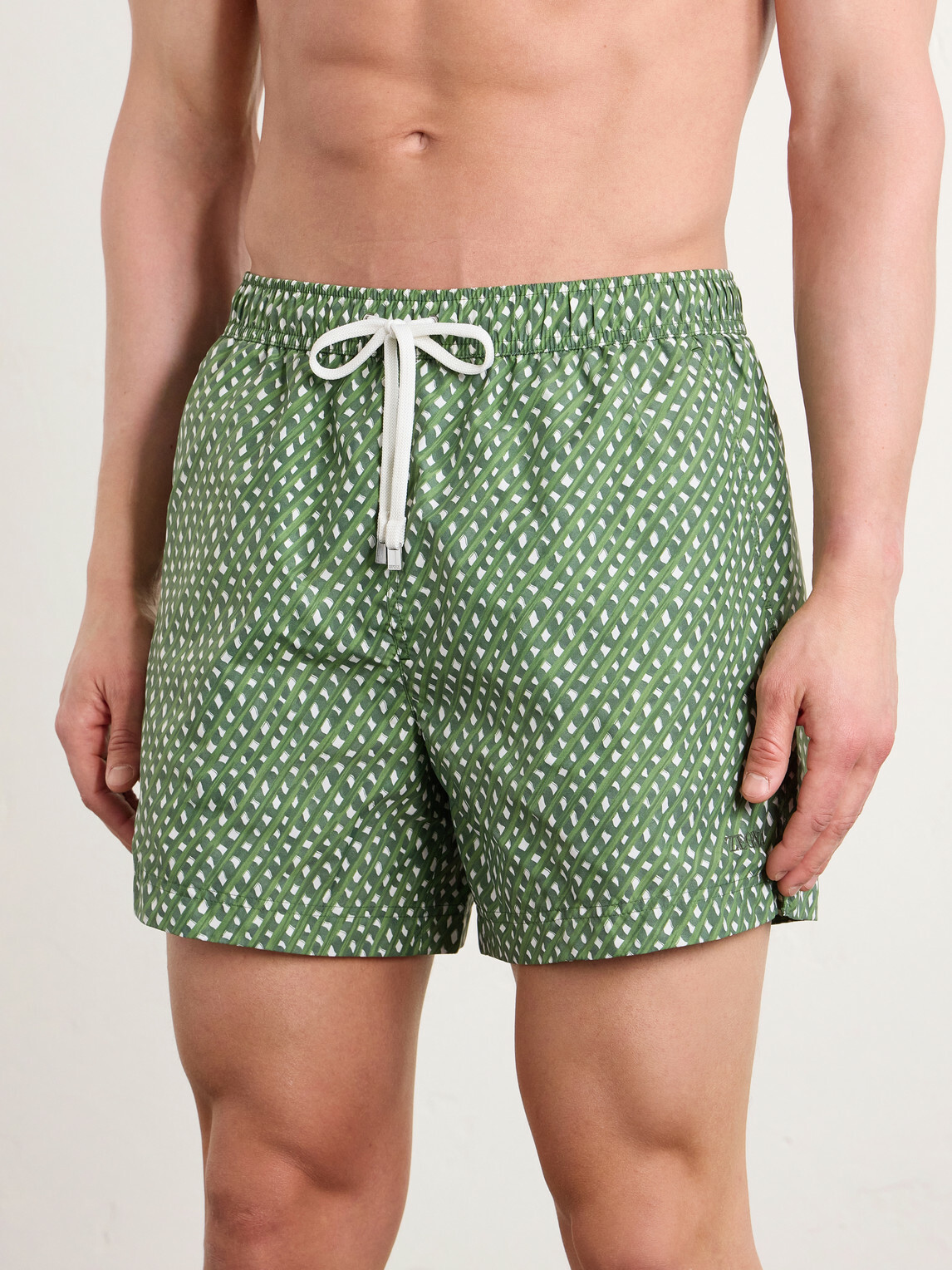 Zegna - Straight-Leg Printed Cotton Swim Shorts - Green