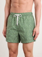Zegna - Straight-Leg Printed Cotton Swim Shorts - Green