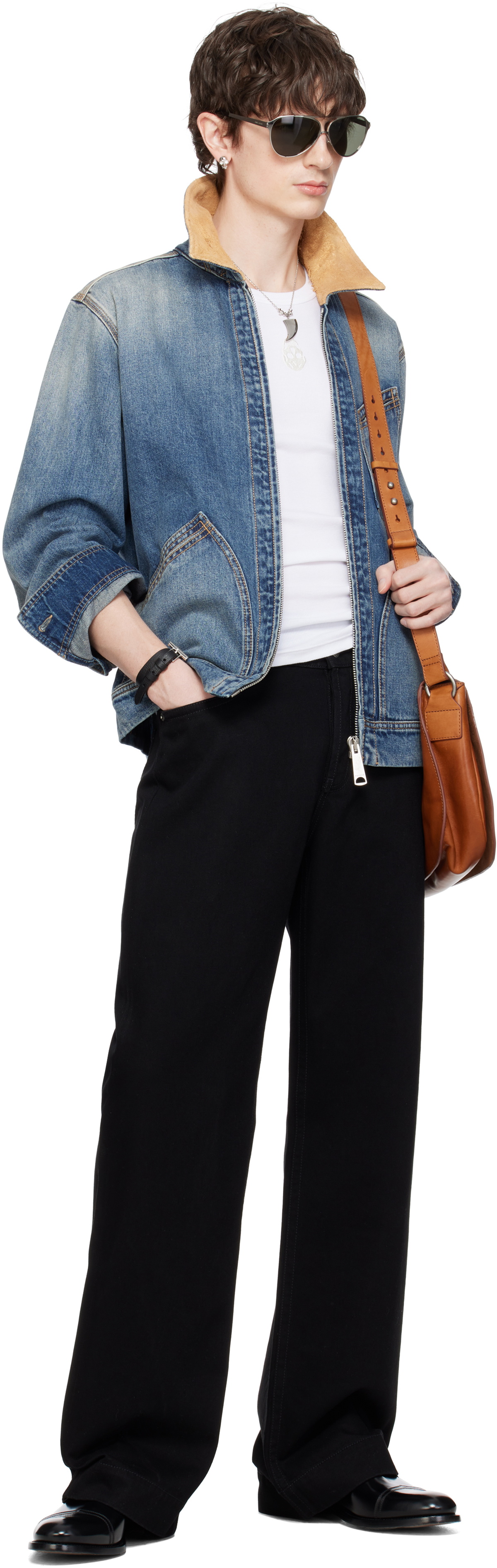 McQueen Black Wide-Leg Jeans