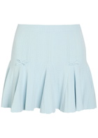 Loveshackfancy Meryl Bow-appliquéd Pointelle-knit Mini Skirt Light Blue
