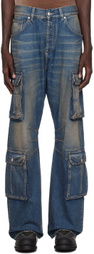 MISBHV Blue Faded Denim Cargo Pants