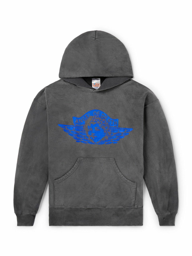 Photo: SAINT MXXXXXX - Angel Printed Cotton-Jersey Hoodie - Black